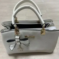 ホワイト リボン付き 2wayハンドバッグ お値下げしました。
