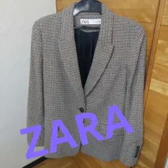 ZARA/ チェック柄 ブレザー/ Mサイズ/レトロ感/