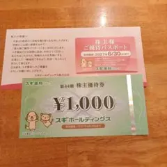スギホールディングス 株主優待券 1000円分、ご優待パスポートのサムネイル