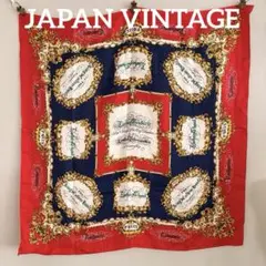 昭和 レトロ 80s日本製 ヴィンテージ シルク スカーフ バロック柄 絹100