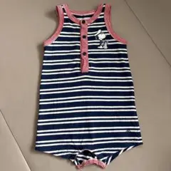 スヌーピー ストライプ ノースリーブカバーオール　74cm 12m