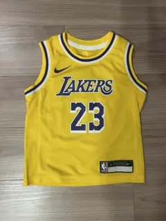 NBA レイカーズ　ユニフォーム　ゲームシャツ　黄色　23 ジェームズ　キッズS