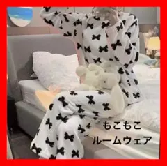 パジャマ 部屋着 ルームウェア リボン柄 ジェラートピケ風 韓国 大人女子 春秋