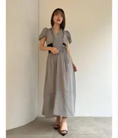 ギンガムチェック フリル サロペット DRY クシュイージロンパース