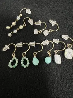 天然石フック式イヤリング5セット1/20 K14GF