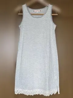 ボーダー柄 タンクトップ 裾レース M