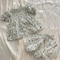 【新品】テータテート　シャーリングブラウス　ダマスク　花 100 ボタニカル