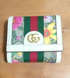 【正規品 美品】グッチ GUCCI オフディア フローラ コンパクトウォレット