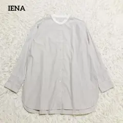 IENA イエナ バンドカラーシャツ ブルーストライプ オーバーサイズ 　M