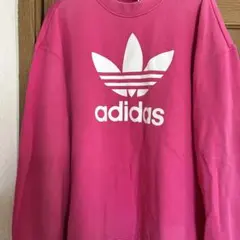adidas ピンク クルーネックパーカー