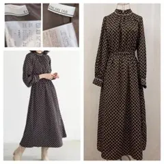 ELENCARE DUE 幾何学プリント ハイネック ロングワンピース