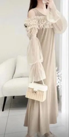 【mily bilet】チュールフリルドッキングリブワンピース　美品