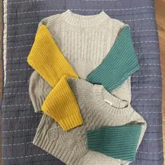 【BREEZE】配色ニット　おそろい　110&80サイズ