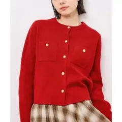 ミラノリブ金ボタンニットカーディガン　M