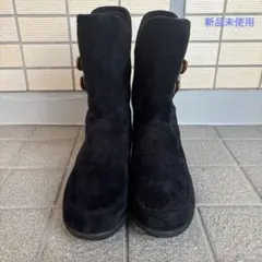 黒 スエード調 ショートブーツ 23.0cm