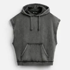 ZARA ノースリーブ フーディー グレー XLのサムネイル