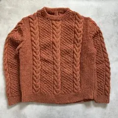 【vintage】テラコッタ ニット ケーブルニット シティボーイ