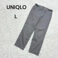 【ユニクロ】L イージーアンクルパンツ　ウエストゴム　総柄　楽ちん　ライトグレー