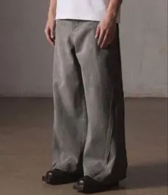 GRANCY ジップデザイン バギーデニム パンツ