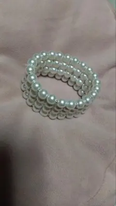 4連 パールブレスレット ホワイト