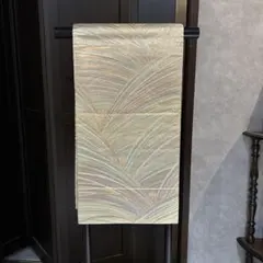 袋帯 金色×淡い青緑色 扇面文様 正絹