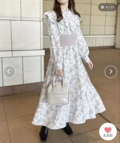 apres jour フリルウエストリブワンピース 花柄 ロング