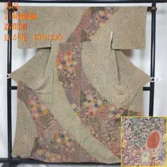 ◆K1192◆正絹縮緬 　辻が花　訪問着　伝統和柄　切り羽目　袷　丈155cm