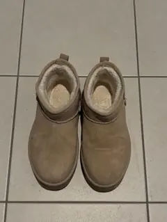 ベージュ スエード ムートンブーツ 厚底