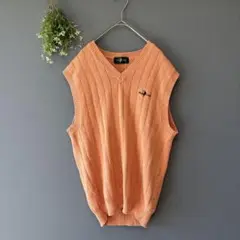 ポロクラブ［L］上品ナチュラル◎褒められカラー◎ケーブル編みコットンニットベスト