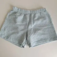 H&M 水色ストライプ ハーフパンツ 2-4Y