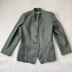 ヒロココシノ ノーカラージャケット グリーングレー 9AT 毛100% 上品のサムネイル