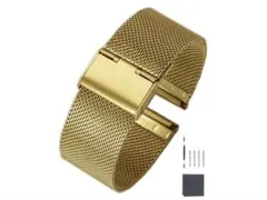 [TICFROG] 20mm時計バンド ベルトステンレス鋼 ゴールド おしゃれ