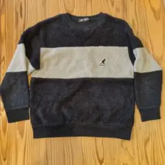 KANGOL フリース トレーナー ブラック/ベージュ150