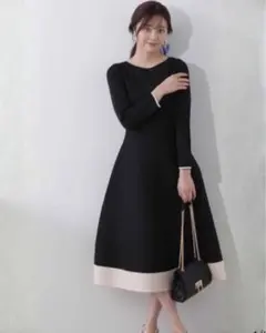 【美品】PROPORTION BODY DRESSING，バイカラーニットワンピ