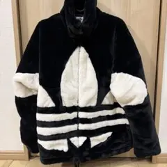 adidas フリースジャケット ブラック/ホワイト