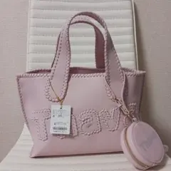 1868　サマンサタバサ　バッグ　2way　デカロゴ　ライトピンク　タグ付き新品