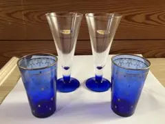 【最終価格！新品・未使用】アデリア　ステムグラス　& 瑠璃色タンブラーペアセット