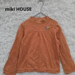 ​ミキハウス 120 ロンT 長袖 トップス オレンジ 花柄 刺繍 日本製
