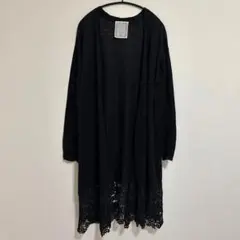 BEARDSLEY ビアズリー リネン裾レースカーデ ブラック フリーサイズのサムネイル