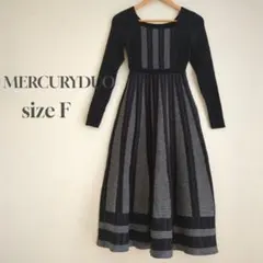 MERCURYDUO 2WAYブロッキングジャカードフレアニットワンピース