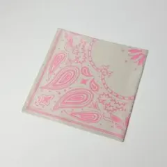 新品 ENSEMBLE シルク100％ ハンカチ チーフ ペイズリー柄 ピンク