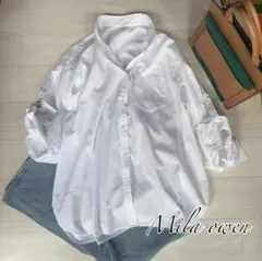 Mila owen 釦ダウンタブスリーブキャンペーンシャツ