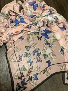 H&M スカルと蝶のシフォンスカーフ