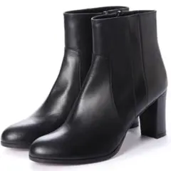 マッキントッシュフィロソフィー プレーン ショートブーツ24.5cm 黒 レザー