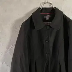 人気カラー　コート　フレアコート　ショート丈　フルボタン　ワンカラー　黒　HD4