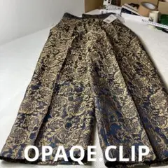 OPAQE.CLIP ネイビー×ゴールド柄 ガウチョパンツ 38/M