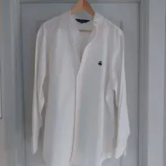 【良品】Brooks Brothers ロゴ付　長袖ボタンダウンシャツ　ホワイト