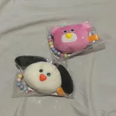 mojojojo ビーズチェーン付きフェイスマスコット　イヌ　クマ　2種セット