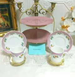 アフタヌーンティースタンド2段付　ティファニー　ブーケ　カップ＆ソーサ　ペア
