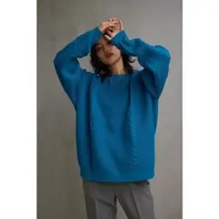 [AZUL by moussy] スポンディッシュ ケーブルニット